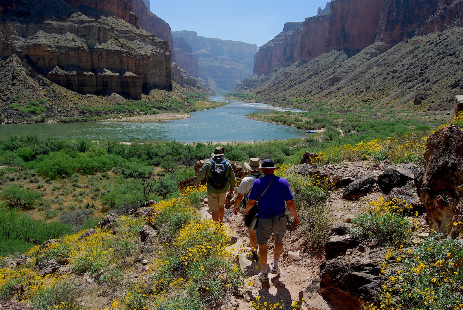 Hikers on the Nakoweap Trail in the Grand Canyon