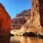 Looking out on Colorado River from Redwall Cavern