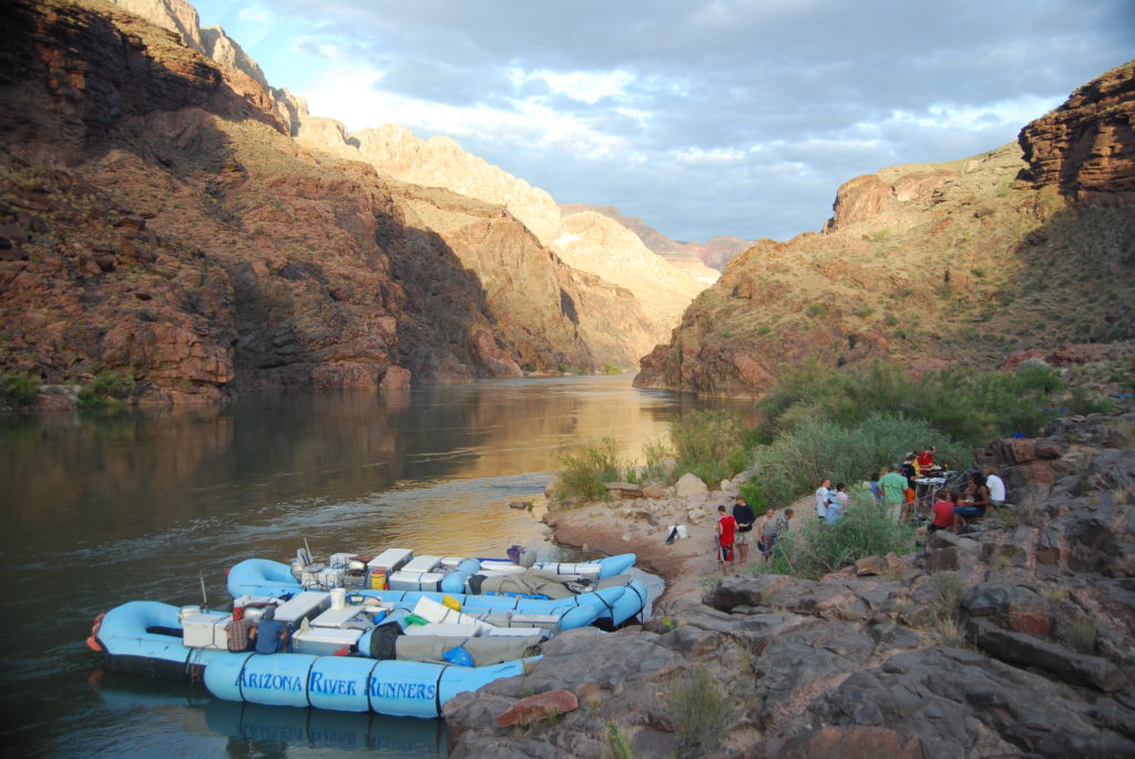 Colorado River Rafts parked on rocks