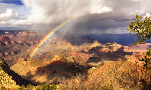 Rainbow on Horeseshoe Mesa Grandview Point Grand Canyon